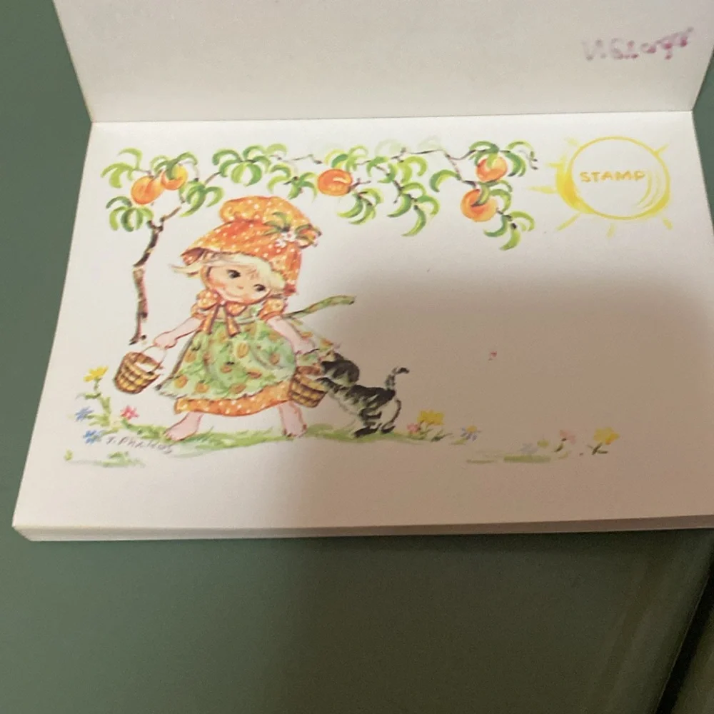 Vintage Caspari address phone number change cards Peaches ‘n’ cream postcard pad